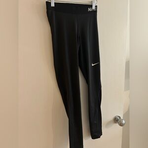 Nike Pro Black Workout Leggings with White Logo